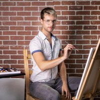 Stroking His Big Brush - Picture 1