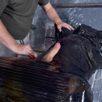 Twink boy cocooned in plastic - Picture 6