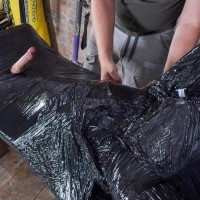 Twink boy cocooned in plastic - Picture 11