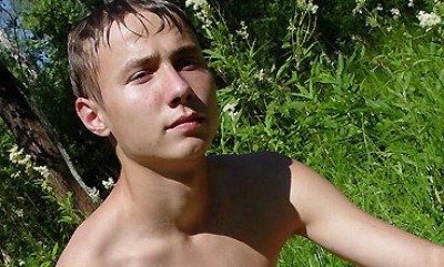 Max naked in the forest