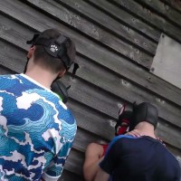 Two alphas fuck their pups in outdoor fourway - Picture 1