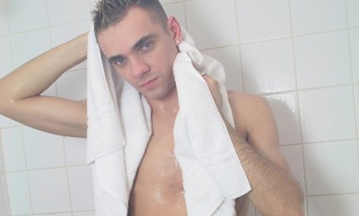 Mike Stafford takes a shower after cumming