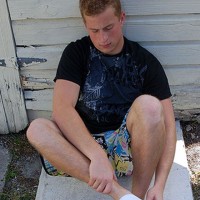 Stu shows off his socks - Picture 24