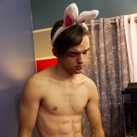 Marcus Rivers strokes his cock dressed as the Easter Bunny - Picture 16
