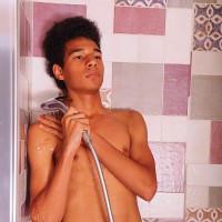 Alexis shows off her hard cock in the shower - Picture 6