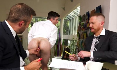 Intern services his boss and important client