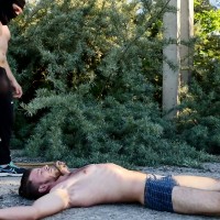 Outdoors duo scarred chest clothed - Picture 24