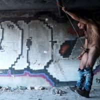 Ricky Larkin ties up his cock and balls in an abandoned factory - Picture 17