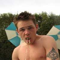 Jeremiah pisses in his mouth by a pool - Picture 6