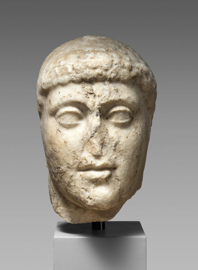 Marble head of Harmodius from a Roman copy of the Tyrannicides group
