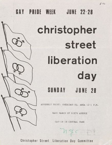 Flyer for Christopher Street Liberation Day, Sunday June 28, 1970